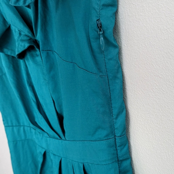 J Crew Blakely Dress, Sleeveless, Ruffle, Cyan Green, Women's Size 0 - Picture 7 of 10